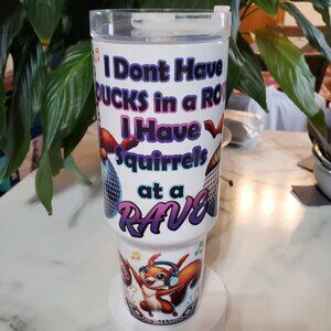 Squirrels at a RAVE 40oz Traveler Tumbler 💜sale